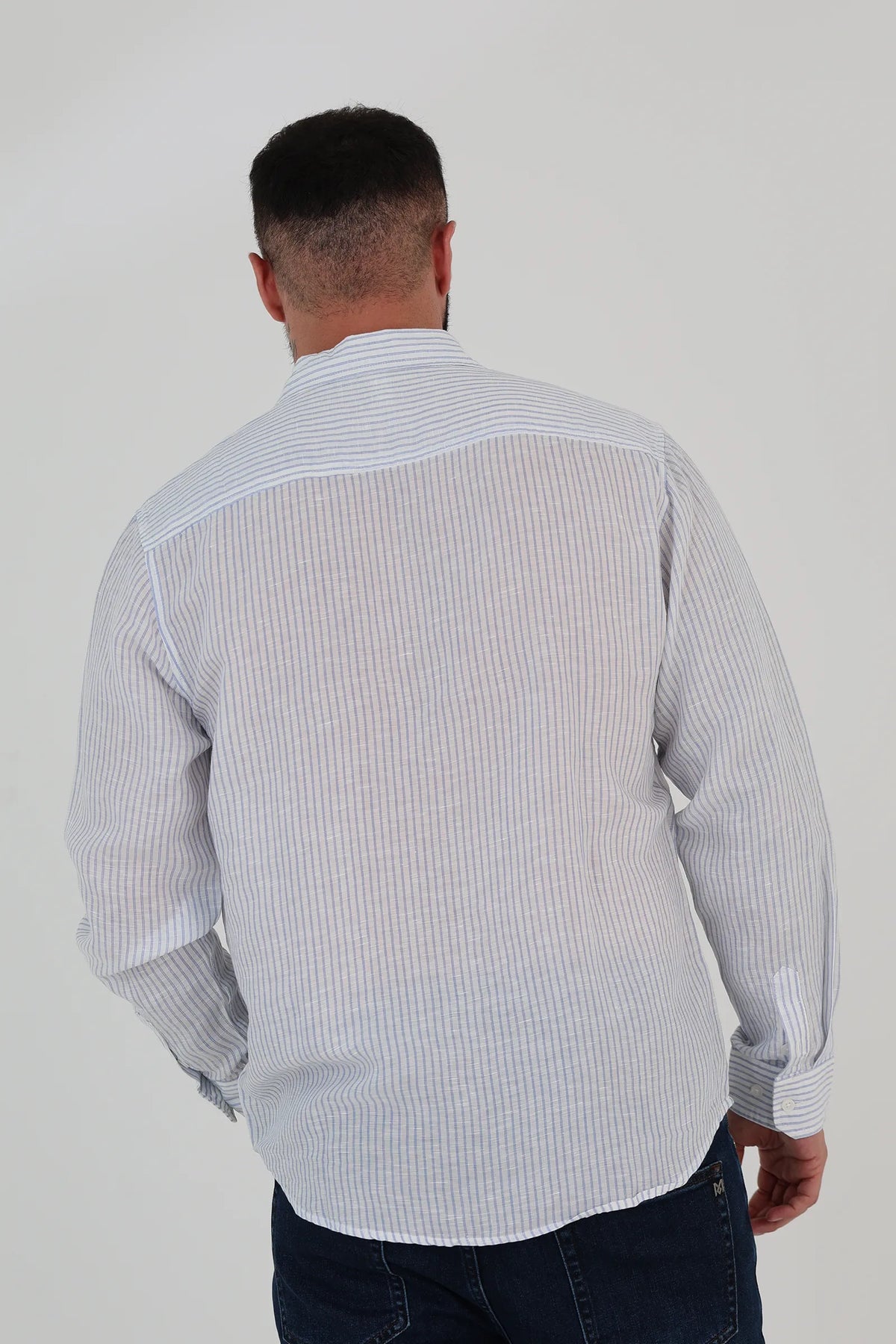 Kemishe blue and white stripe