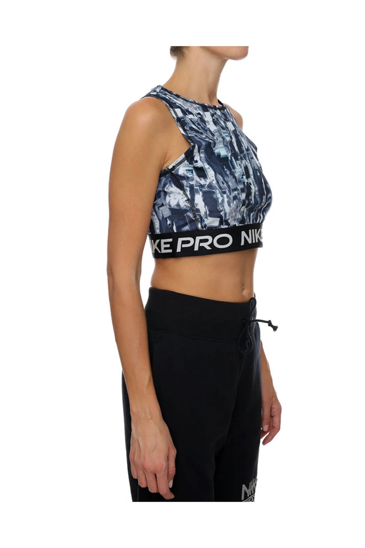 MAICË NEW Nike Pro Dri-Fit All-Over Print Cropped Halter Tank Top DQ5566-010 Womens M