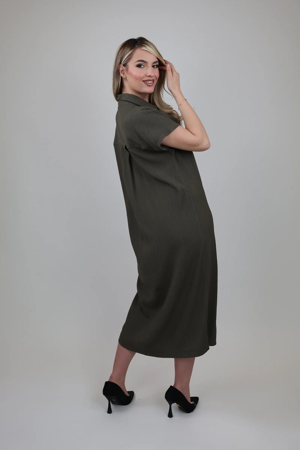 Fustan midi shirt dress