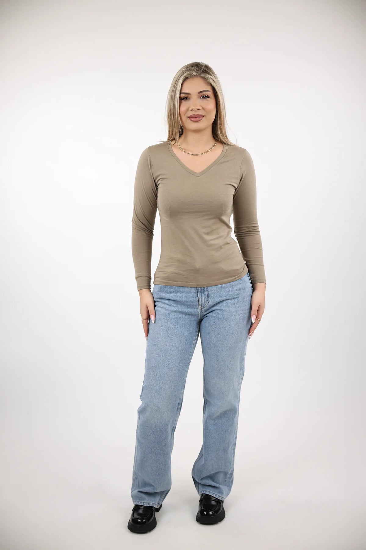 Bluze taupe v-neck
