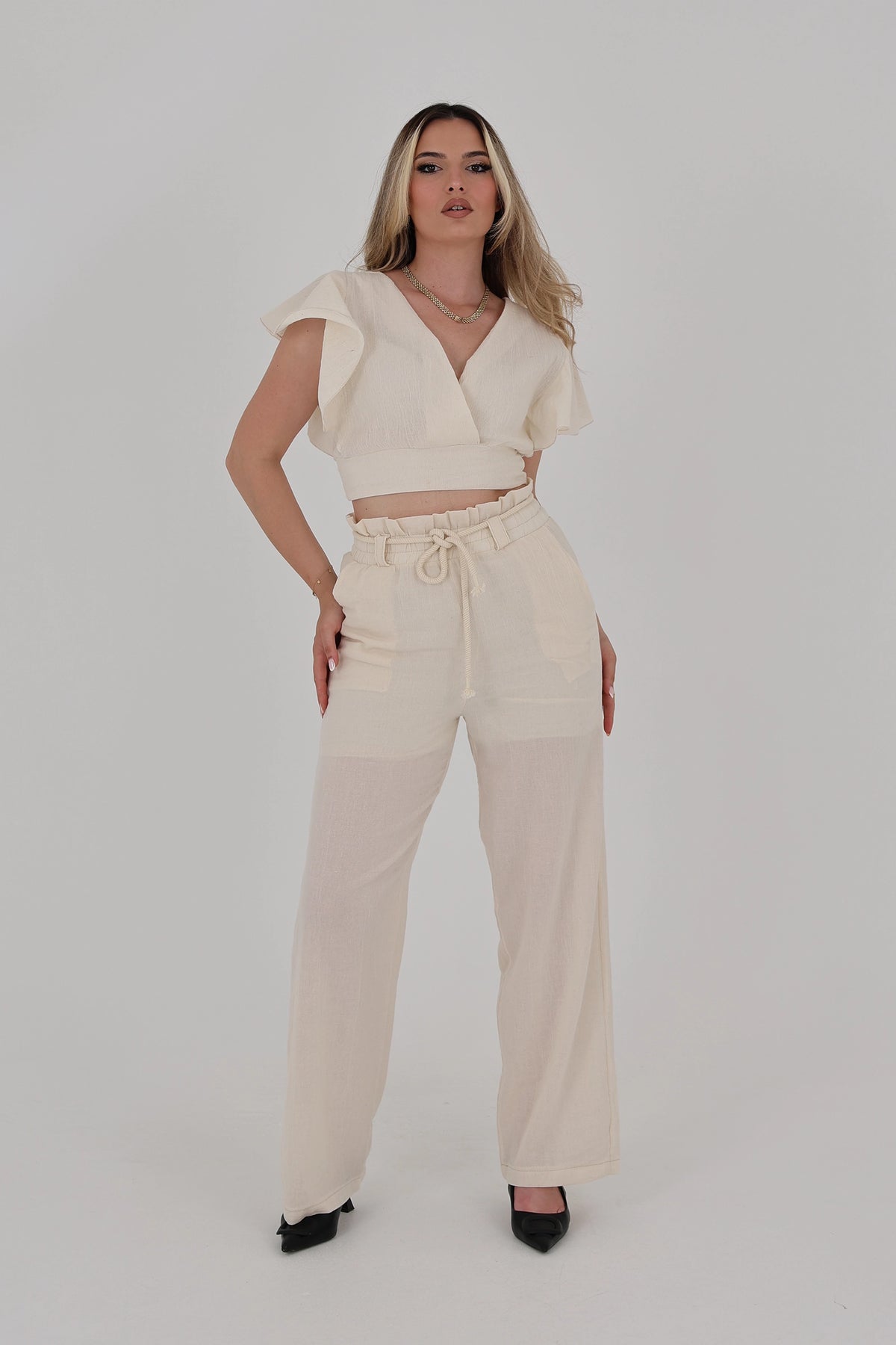 Pantallona waist wide leg