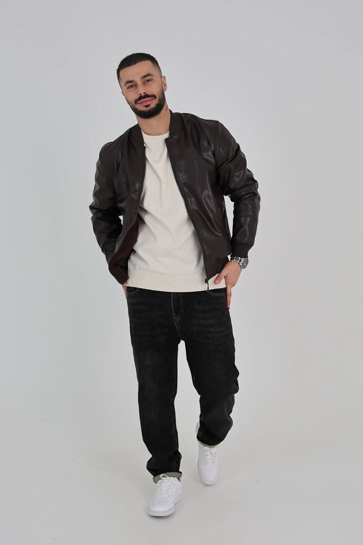 Jakne  faux-leather bomber