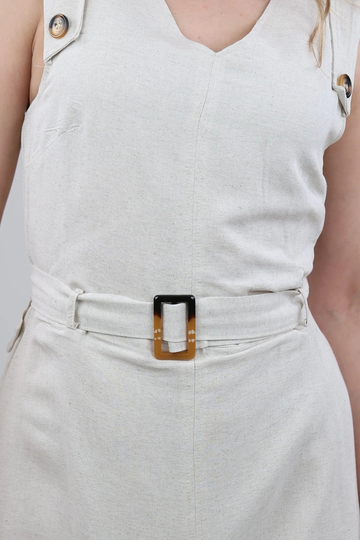 Fustan belted linen