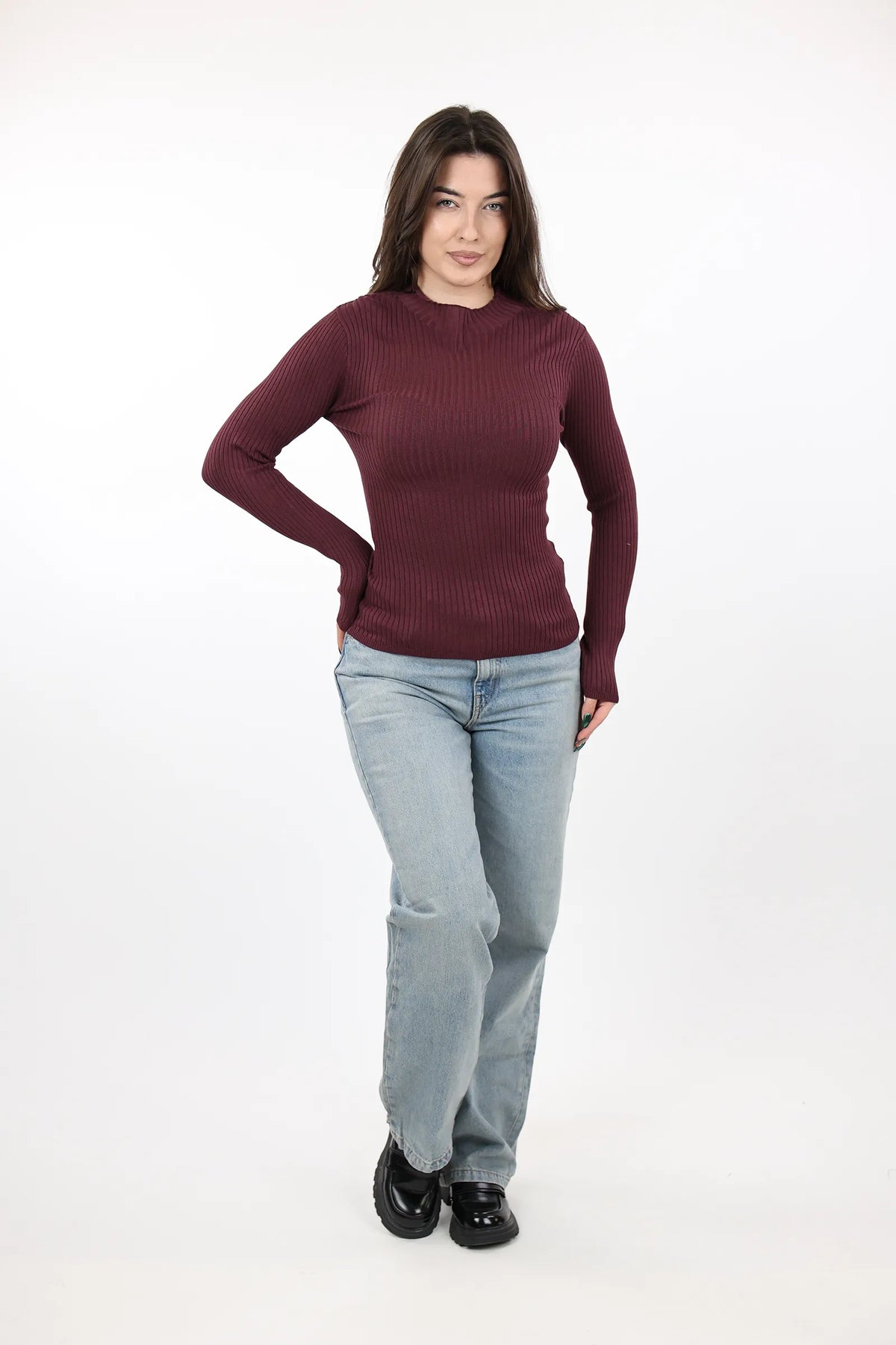 Gjysem rrollke slim fit taupe