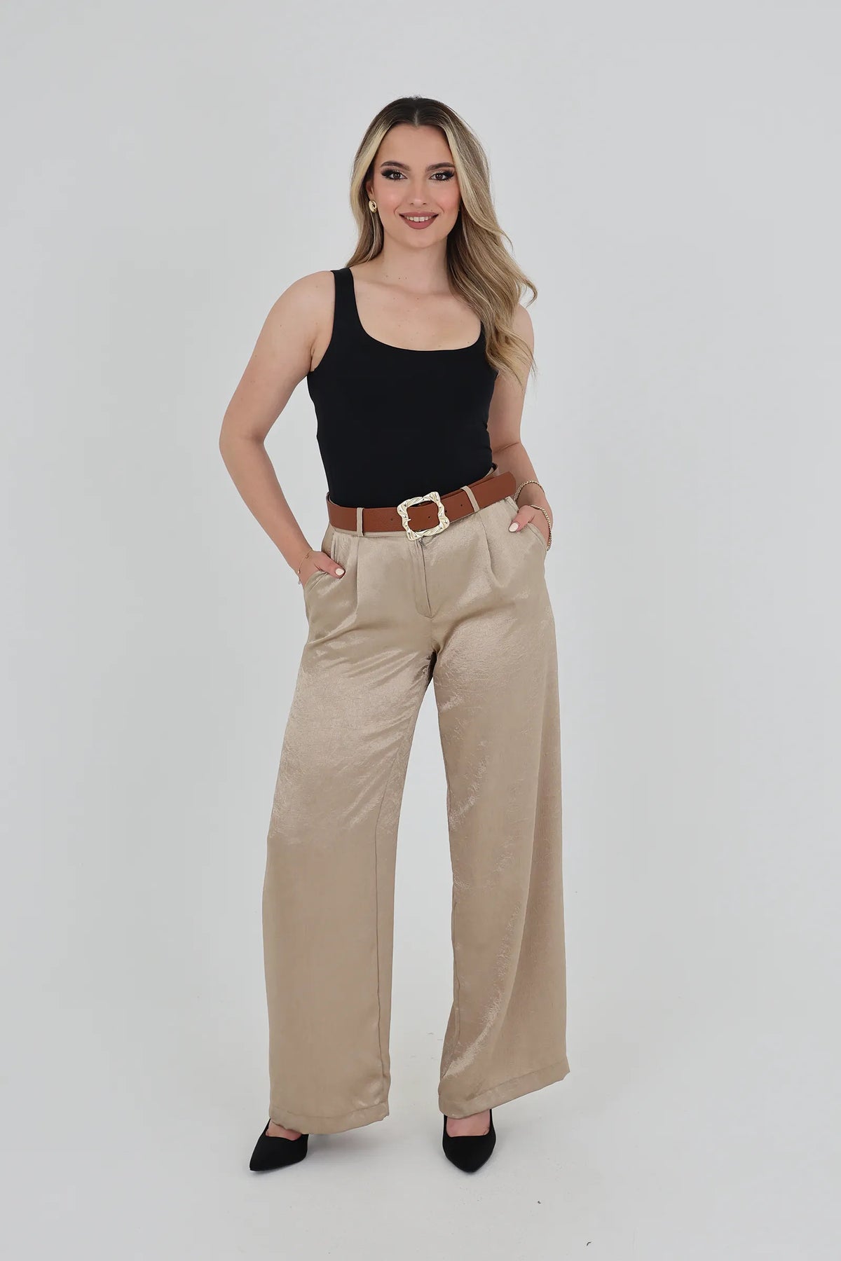 Pantallona elegant high waisted
