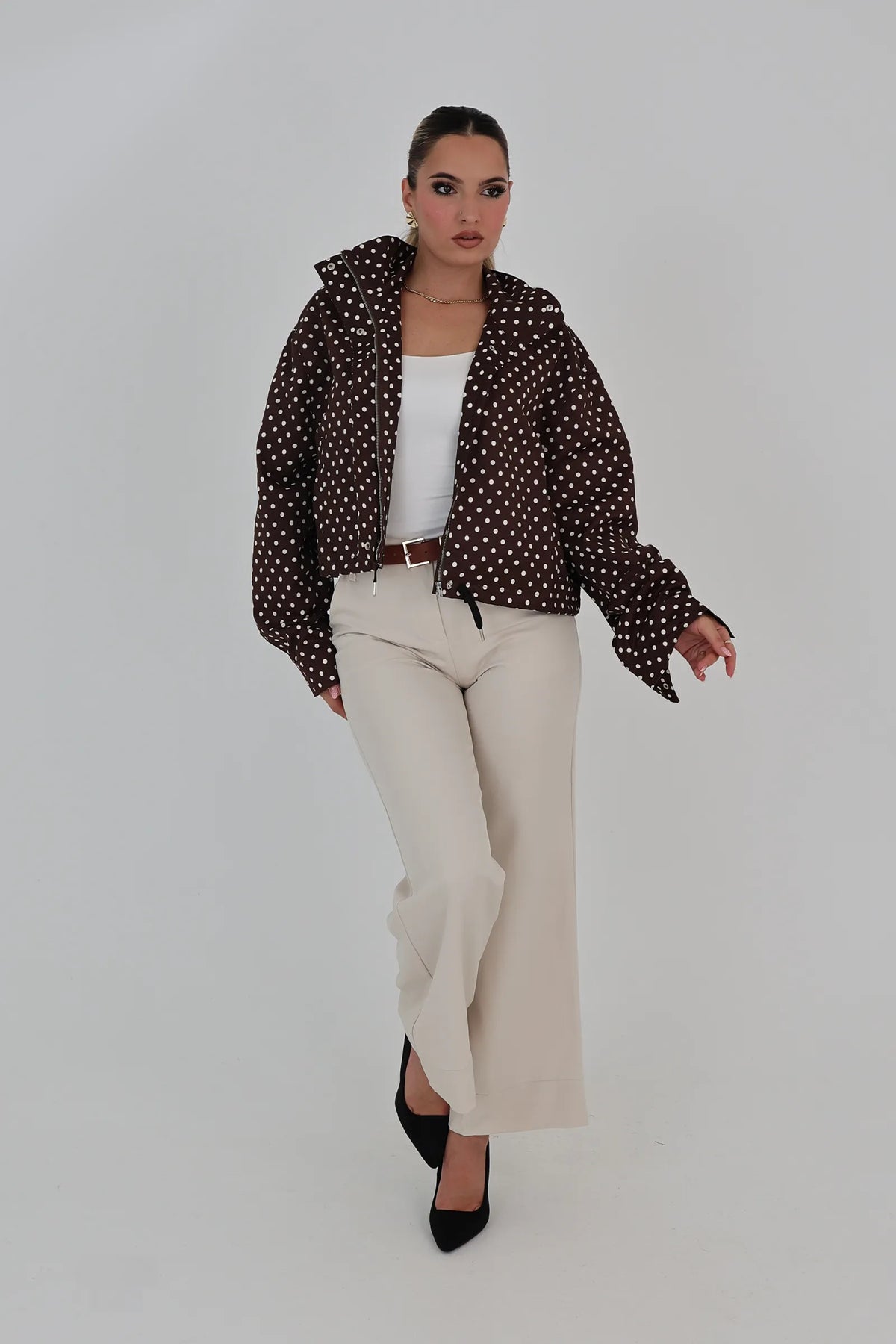Jakne brown crop coat