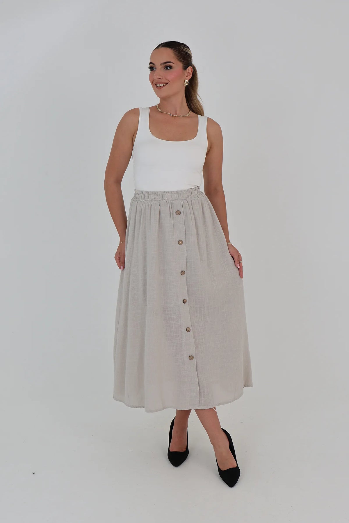 Fund elastic waist midi