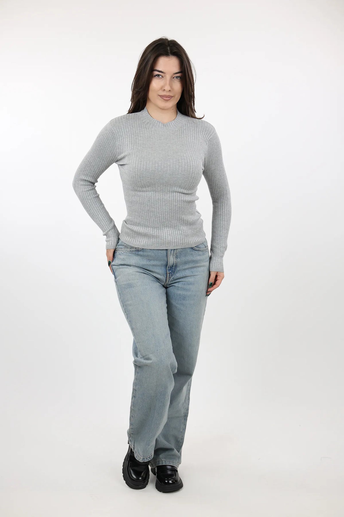 Gjysem rrollke slim fit taupe