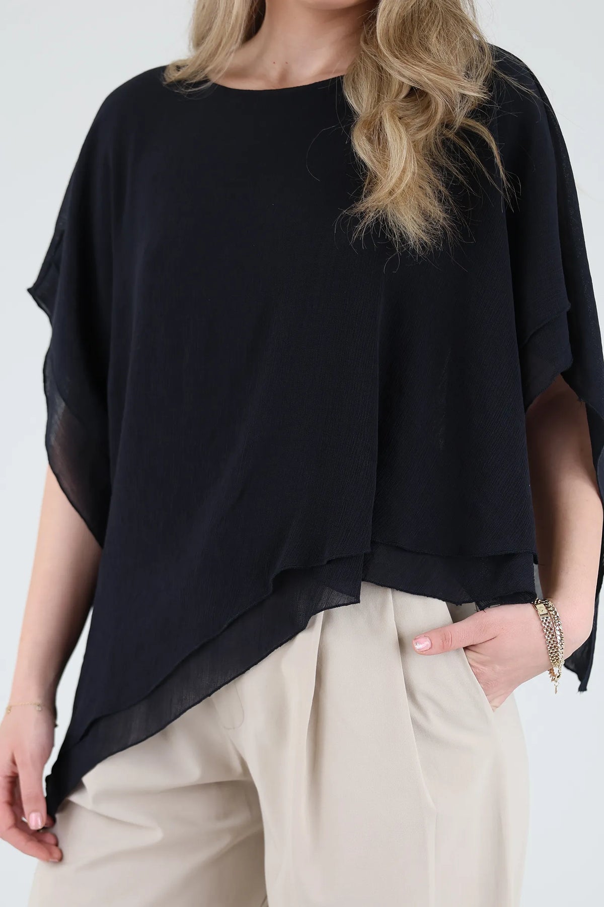 Maice asymmetric chiffon