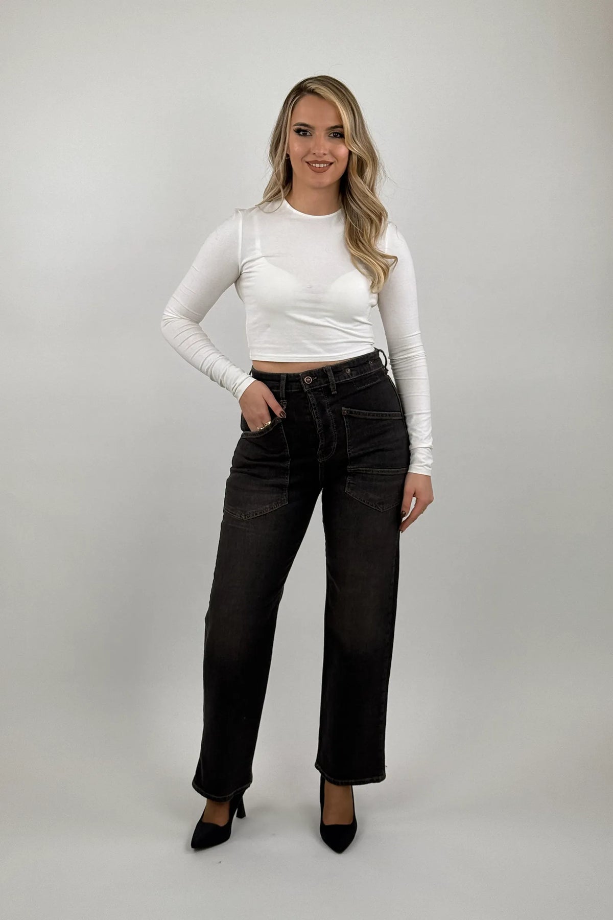Farmerka wide leg denim