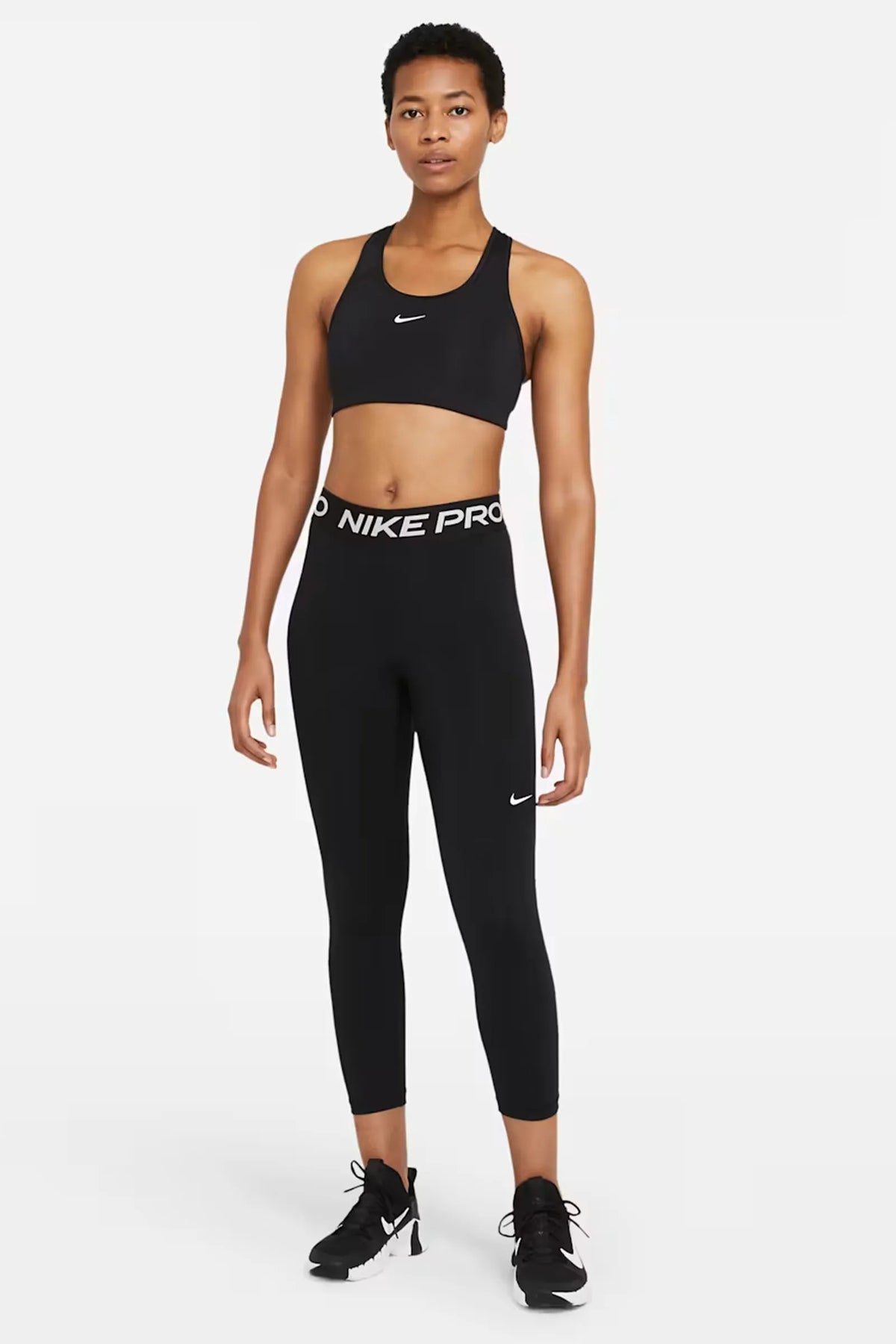 HELLANKE Nike Pro Women's Mid-Rise Crop Mesh-Panel Leggings