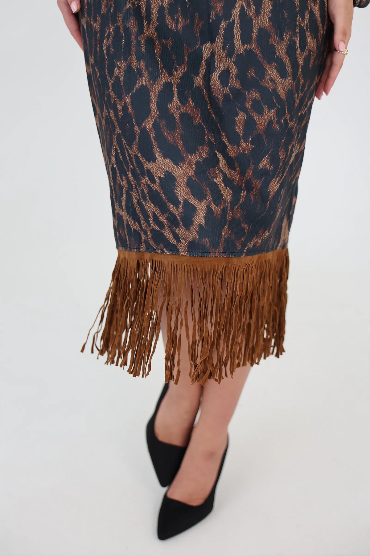 Fustan leopard print midi
