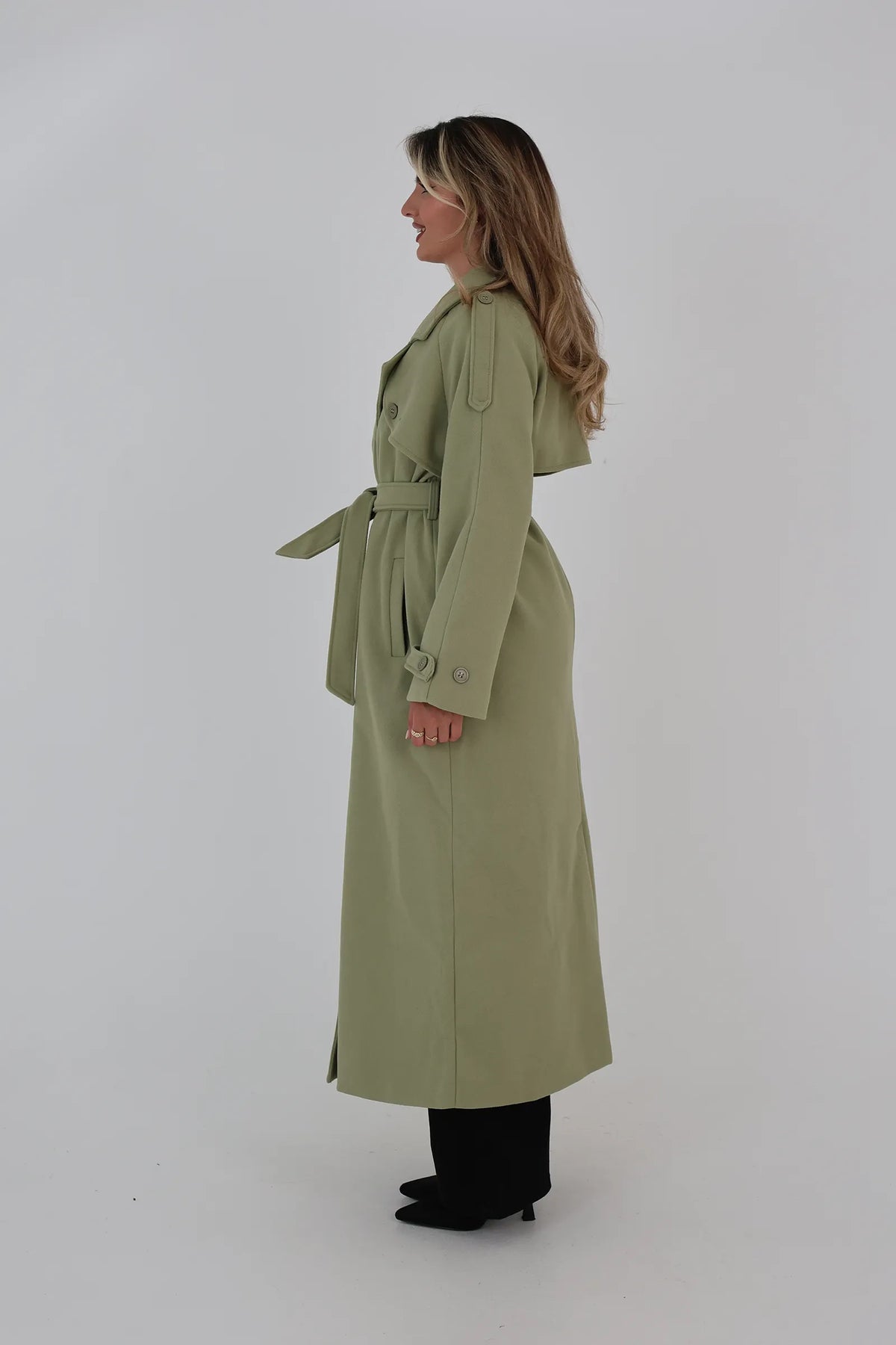Pallto long olive green