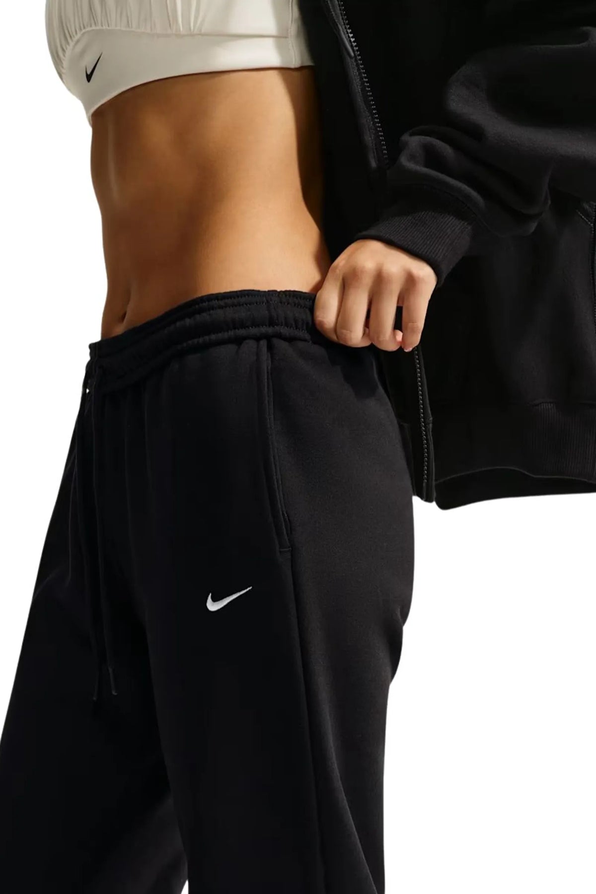 Trenerka nike studio fleece women's mid-rise open-hem trousers IM8078-001